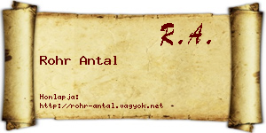 Rohr Antal névjegykártya